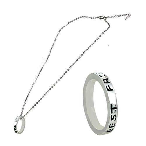 EQLEF alean el Anillo Simple de la Plata Mejores Amigos Forever el Collar de la Amistad - el Collar del Regalo de la Amistad / 2 PCS