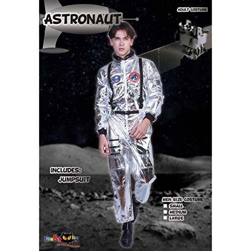 EraSpooky Astronauta Disfraz Plateada para Hombre Cadete del Espacio Americano Lujo