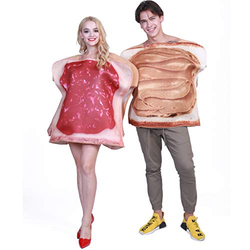 EraSpooky Disfraz Comida para Adultos Desayuno Pan Tostado Mantequilla de Maní y Mermelada Disfraces Vestido de Talla Grande Fiesta de Halloween Traje Divertido para Mujeres Hombres