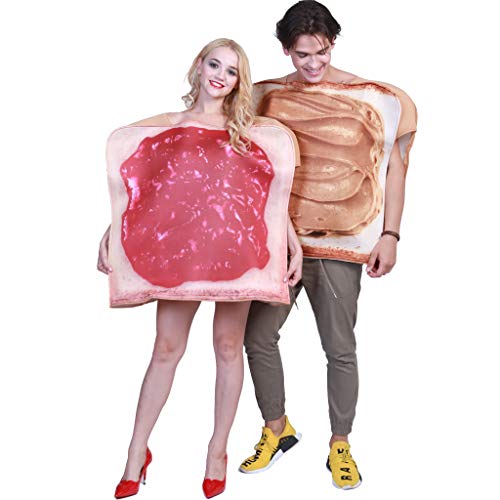 EraSpooky Disfraz Comida para Adultos Desayuno Pan Tostado Mantequilla de Maní y Mermelada Disfraces Vestido de Talla Grande Fiesta de Halloween Traje Divertido para Mujeres Hombres