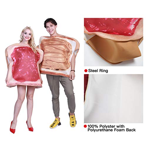 EraSpooky Disfraz Comida para Adultos Desayuno Pan Tostado Mantequilla de Maní y Mermelada Disfraces Vestido de Talla Grande Fiesta de Halloween Traje Divertido para Mujeres Hombres