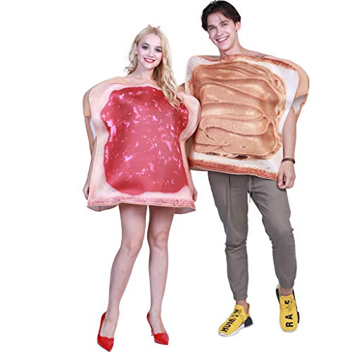 EraSpooky Disfraz Comida para Adultos Desayuno Pan Tostado Mantequilla de Maní y Mermelada Disfraces Vestido de Talla Grande Fiesta de Halloween Traje Divertido para Mujeres Hombres