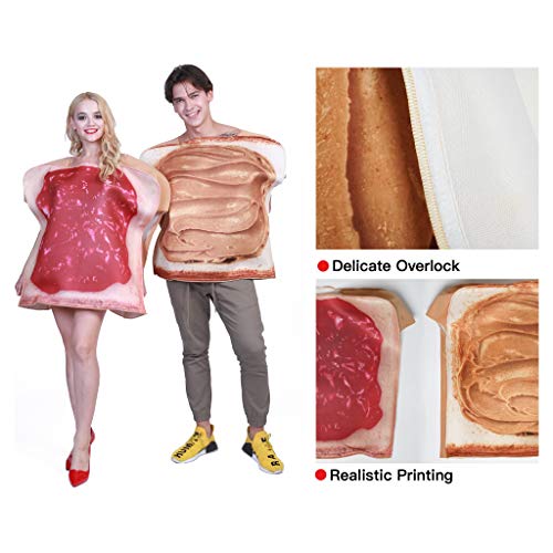 EraSpooky Disfraz Comida para Adultos Desayuno Pan Tostado Mantequilla de Maní y Mermelada Disfraces Vestido de Talla Grande Fiesta de Halloween Traje Divertido para Mujeres Hombres