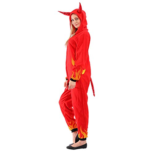 EraSpooky Disfraz de Diablo Rojo para Mujer Disfraces Onesie Cosplay Traje de Fiesta de Halloween para Adultos