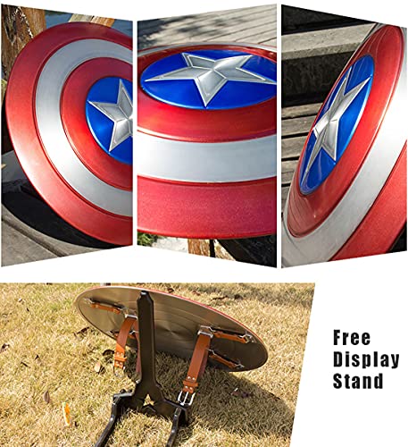 Escudo Capitan America Metal 1: 1 Adulto 60Cm, Accesorios de Disfraces Retro de Halloween para Adultos Accesorios Bar Escudo Decoraciones Edición 75 Aniversario