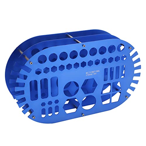 Estante Organizador de Escritorio, 42 Ranuras, 2 Capas, Soporte Organizador de Destornilladores, Aluminio, Antideslizante, Estable para Modelo de Coche(R783B Azul)