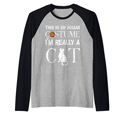 Este es mi disfraz humano. Soy realmente un animal gato en Camiseta Manga Raglan