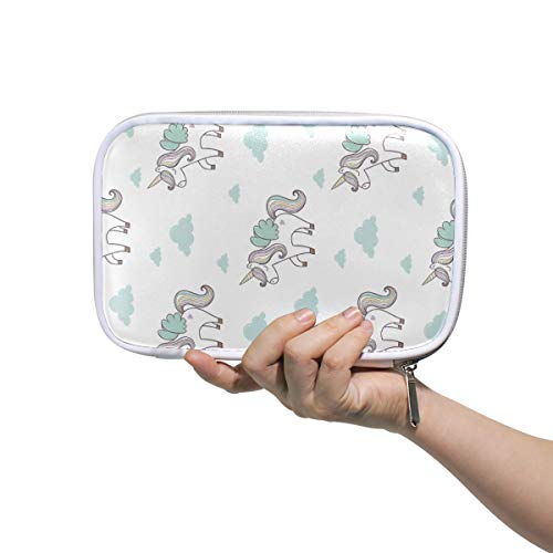 Estuche de lápices Bolsa de maquillaje cosmético Bolsa Monedero Bolígrafo Papelería Bolsa Cremallera para estudiante Chica Niño Beso Nubes encantadoras Patrón de unicornio