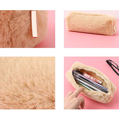 Estuche de peluche, 1 bolsa de peluche Kwayi para bolígrafos, linda bolsa de maquillaje, para adolescentes, niños, estudiantes, bolsa de almacenamiento para monedero, lápiz cosmético