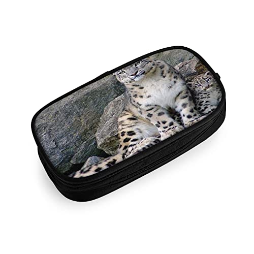 Estuche Escolar Animal Cachorro de Leopardo de Las Nieves, Multifuncional Estuche de lápices de Gran Capacidad para Hombre Mujer Estudiante en Escuela para Niñas Niños