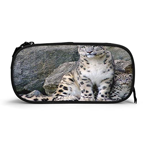 Estuche Escolar Animal Cachorro de Leopardo de Las Nieves, Multifuncional Estuche de lápices de Gran Capacidad para Hombre Mujer Estudiante en Escuela para Niñas Niños