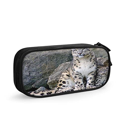 Estuche Escolar Animal Cachorro de Leopardo de Las Nieves, Multifuncional Estuche de lápices de Gran Capacidad para Hombre Mujer Estudiante en Escuela para Niñas Niños