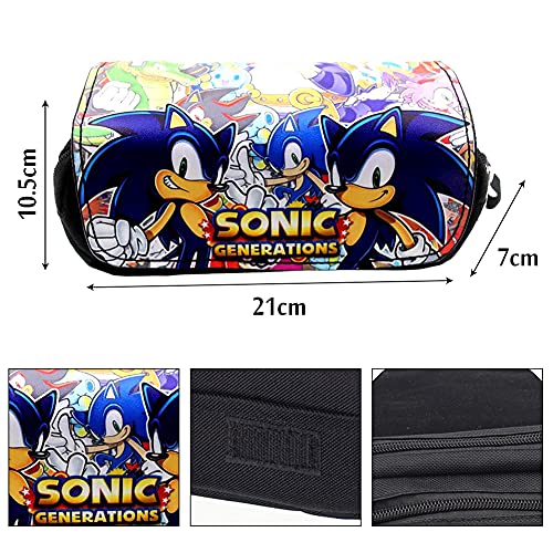 Estuche Escolar Niño, Sonic Estuches para Lápices Multifuncional Estuche de lápices de Gran Capacidad Bolsa de lápiz Organizador de papelería para Estudiantes 21*7*10.5cm