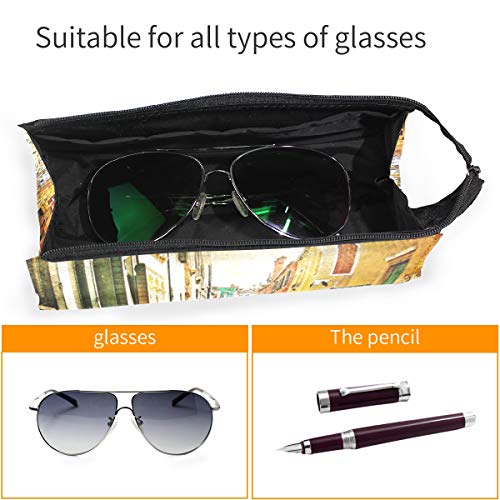 Estuche para bolsa de lápiz Gafas de sol River Water City Cosmetic Students Stationery Pouch Zipper for Girls Boys