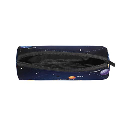 Estuche para lápices con diseño de planetas de galaxia con sistema solar, para niños, niñas, estudiantes, bolsa de maquillaje redonda