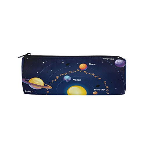 Estuche para lápices con diseño de planetas de galaxia con sistema solar, para niños, niñas, estudiantes, bolsa de maquillaje redonda