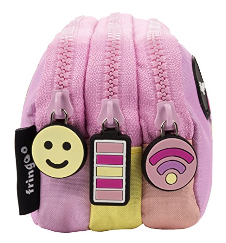 Estuche para lápices de 3 compartimentos FRINGOO, para niños, divertido y bonito, color Happiness Loading - 3 Compartments Large