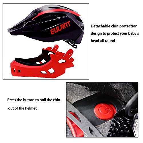 EULANT Niños Cascos de Bicicleta Versión Actualizada Casco Integral con la Guardia de Barbilla para Niños Seguridad Protectora Casco Niños y Niñas para Balance Bike Scooter Patines