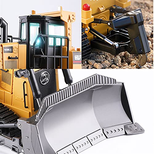 Excavadora Bulldozer Radio Control Huina 1569 2.4G Escala 1:16 Excavadora RC teledirigida Vehículo Construcción/Juguete con luces / Regalo con batería extra