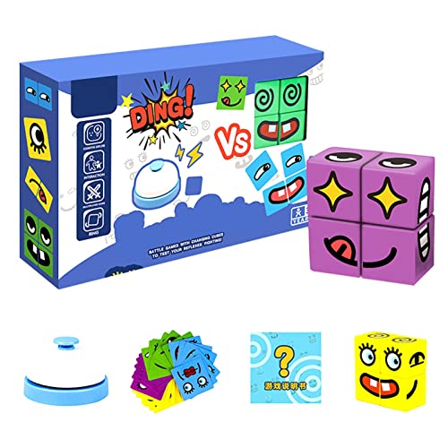 Expressions Matching Blocks, Educativo Cube Face Changing Puzzle Games Toy, Juego de mesa interactivo de bloques de construcción de madera para niños de 3 años en adelante, Expression Matching Toy Gif