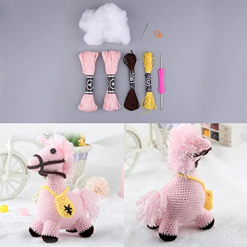 F Fityle DIY Cute Horse Doll Crochet Kit Tejido a Mano Animal de Peluche de Juguete para Principiantes Y Profesionales