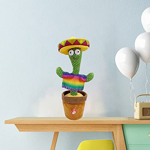 F Fityle Juguetes eléctricos de Peluche de Cactus, Juguete bailarín de Cactus oscilante, Regalo de decoración de Coche de Escritorio de Sala de Estar en casa