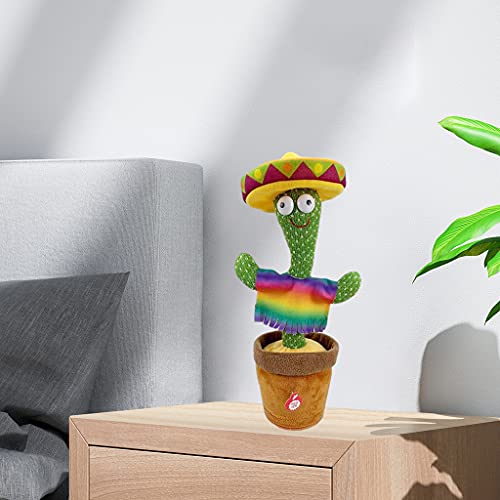 F Fityle Juguetes eléctricos de Peluche de Cactus, Juguete bailarín de Cactus oscilante, Regalo de decoración de Coche de Escritorio de Sala de Estar en casa