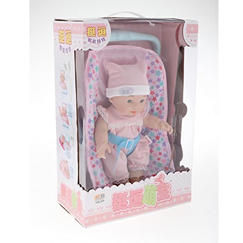 F Fityle Muñeca recién Nacida con Ojos Abiertos, Cuerpo de Vinilo Completo, muñecas recién Nacidas con Ropa con Cuna, Juguete para Dormir, Regalo para niños - Rosado