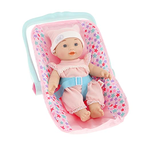 F Fityle Muñeca recién Nacida con Ojos Abiertos, Cuerpo de Vinilo Completo, muñecas recién Nacidas con Ropa con Cuna, Juguete para Dormir, Regalo para niños - Rosado