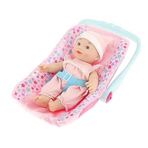 F Fityle Muñeca recién Nacida con Ojos Abiertos, Cuerpo de Vinilo Completo, muñecas recién Nacidas con Ropa con Cuna, Juguete para Dormir, Regalo para niños - Rosado