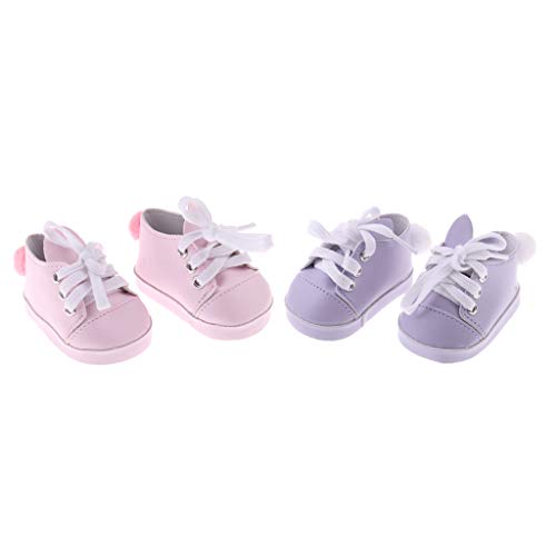 F Fityle Zapatos de Muñeca de Moda de 18 Pulgadas Zapatillas de Deporte con Cordones de Orejas de Conejo Lindas Zapatos Planos Trajes para Muñecas Americanas P