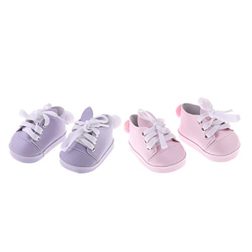 F Fityle Zapatos de Muñeca de Moda de 18 Pulgadas Zapatillas de Deporte con Cordones de Orejas de Conejo Lindas Zapatos Planos Trajes para Muñecas Americanas P