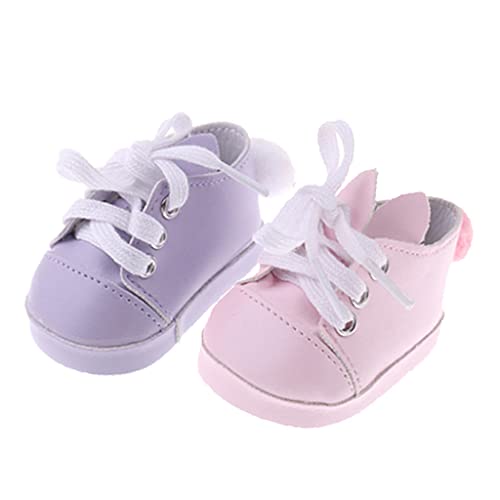 F Fityle Zapatos de Muñeca de Moda de 18 Pulgadas Zapatillas de Deporte con Cordones de Orejas de Conejo Lindas Zapatos Planos Trajes para Muñecas Americanas P