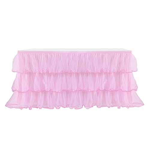 Falda De Mesa Faldón Romántico De Tul para Tul Cubierta De Mesa 6ft 9ft Bebé Niña Fiesta Cumpleaños Tutu Mantel