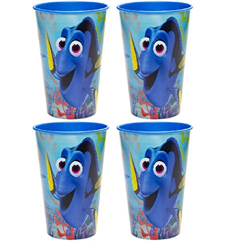 Familienkalender Vaso compatible con Disney Buscando a Dory para niños, 250 ml, apto para microondas, para niños, niñas, niños, regalo, sin BPA, 4 vasos