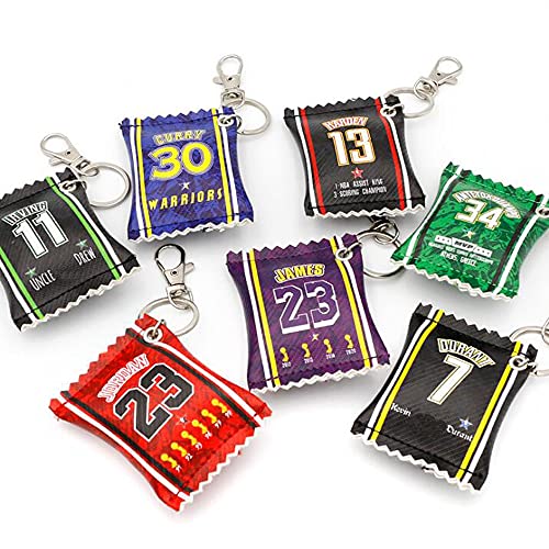 FANwenfeng Jugador de baloncesto fans llavero colgante divertido creativo personalidad simulación bolsa de aperitivos estrella número llavero 2 piezas (Harden - Negro)