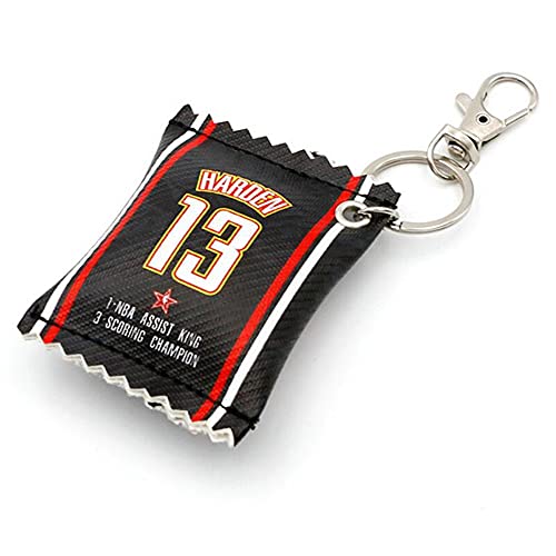 FANwenfeng Jugador de baloncesto fans llavero colgante divertido creativo personalidad simulación bolsa de aperitivos estrella número llavero 2 piezas (Harden - Negro)