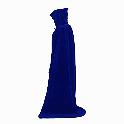 FARONG Capa de Halloween con capucha para disfraz de Halloween, capa de terciopelo unisex (azul, 150 cm)