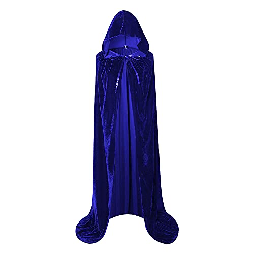 FARONG Capa de Halloween con capucha para disfraz de Halloween, capa de terciopelo unisex (azul, 150 cm)