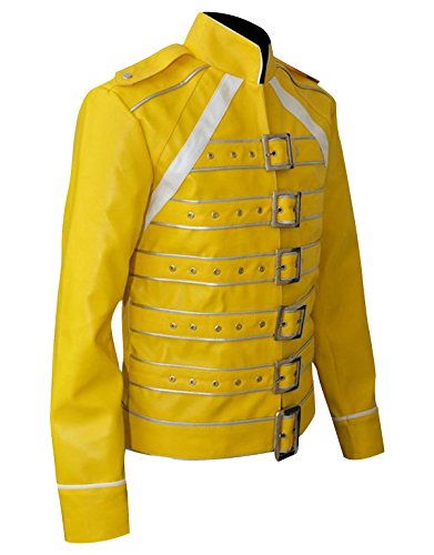 Fashion_First Chaqueta Freddie Mercury para hombre, diseño de reina de tributo Wembley concierto de cuero, Freddie Mercury Chaqueta, M