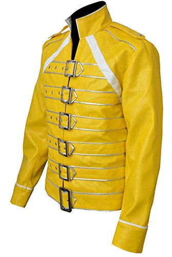 Fashion_First Chaqueta Freddie Mercury para hombre, diseño de reina de tributo Wembley concierto de cuero, Freddie Mercury Chaqueta, M