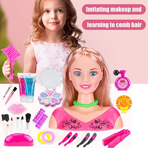 Fashionistas Styling Head, Maquillaje Hair Dressing Heads para niños, Pretend Play Fancy Dress Makeup Set, Hairstyle Styling Doll con secador de Pelo Tengan