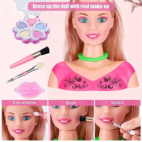 Fashionistas Styling Head, Maquillaje Hair Dressing Heads para niños, Pretend Play Fancy Dress Makeup Set, Hairstyle Styling Doll con secador de Pelo Tengan