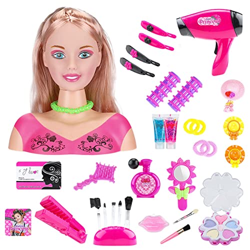 Fashionistas Styling Head, Maquillaje Hair Dressing Heads para niños, Pretend Play Fancy Dress Makeup Set, Hairstyle Styling Doll con secador de Pelo Tengan