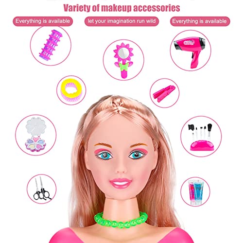 Fashionistas Styling Head, Maquillaje Hair Dressing Heads para niños, Pretend Play Fancy Dress Makeup Set, Hairstyle Styling Doll con secador de Pelo Tengan