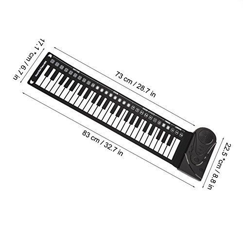 Fdit - Teclado electrónico de mano enrollable, piano portátil de 49 teclas para niños y principiantes