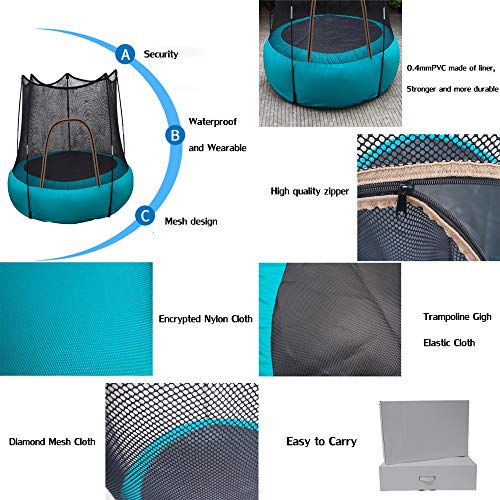 FEDYS Cama Elastica Infantil Interior/Al Aire Libre Inflable TrampolíN PequeñA con Red Protectora,para NiñOs Mayores De 2 AñOs / 60 Kg（1 Bomba de Aire incluida）