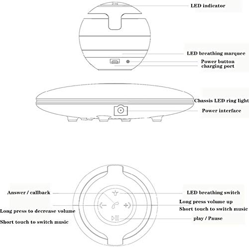 FEE-ZC Festival Decoración Luz Altavoz levitante magnético Bluetooth LED Flash Altavoces flotantes inalámbricos con Botones táctiles