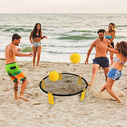 Feishibang Spike game Pelota Juego Incluye Juego Red Redonda, 3 Pelotas, Bolsa de Transporte y Juego de Reglas para Equipos de Gimnasia: Juega al Aire Libre, el Interior, la Playa,el Patio,Parque