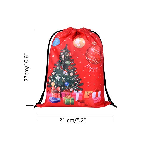 FEPITO 12Pcs Bolsas de Regalo con cordón navideño Saco de Santa Bolsas Bolsas de Regalo Bolsas de Regalo a Granel para favores de Fiesta de Navidad